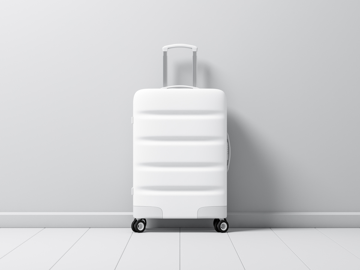 White Suitcase Luggage mockup